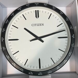 Citizen wall clock w/world time dial